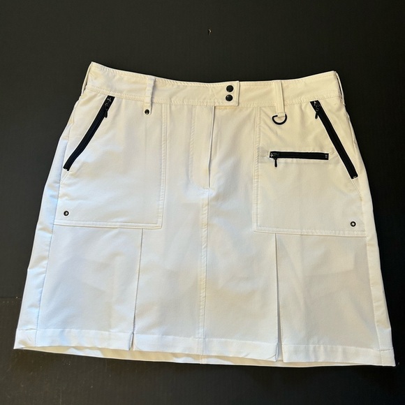 GG Blue white skirt skort w/zip pockets, 2 pleats & back split UPF30 + Sz-8. N18 - Picture 3 of 11